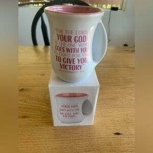 Lighthouse Christian Inspirational Hand warmers Mug Pink White with Box Preloved